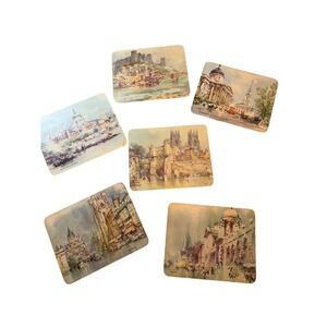 Vintage Cork Back Scenic Placemats English Scenes Oxford York Durham Set of 6